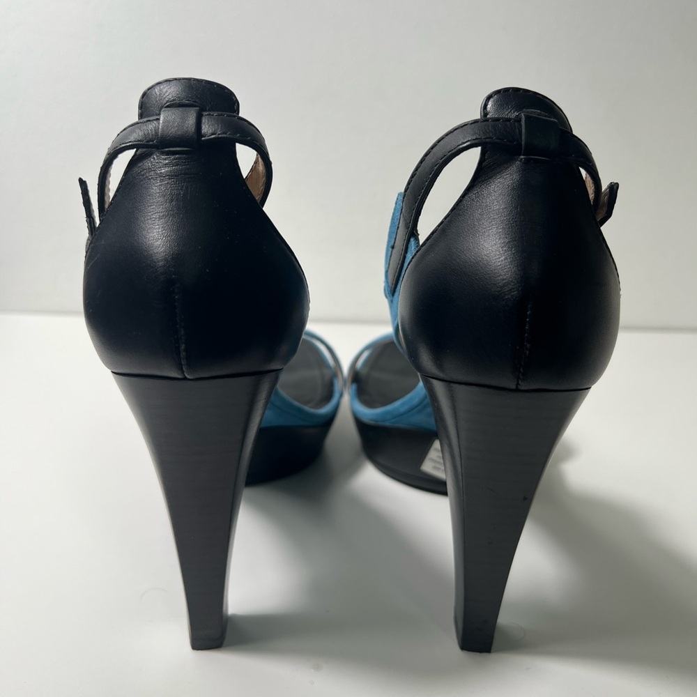 Tod's Sand Plat Gooma T105 Fasce Suede & Leather T-Strap Platform Sandal Heels - Picture 12 of 14